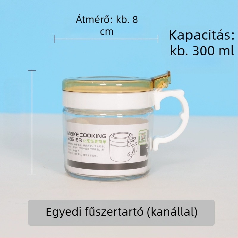 Kerámia fűszertartó fedéllel és kanállal, konyhai sótartó állvánnyal, otthoni használatra