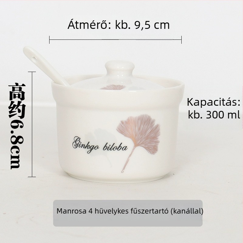 Kerámia fűszertartó fedéllel és kanállal, konyhai sótartó állvánnyal, otthoni használatra