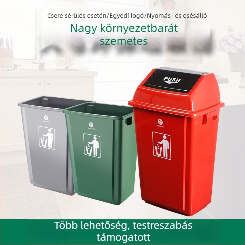 20L műanyag szemetes a hulladék szelektálásához, kültéri és otthoni használatra, billenőfedéllel