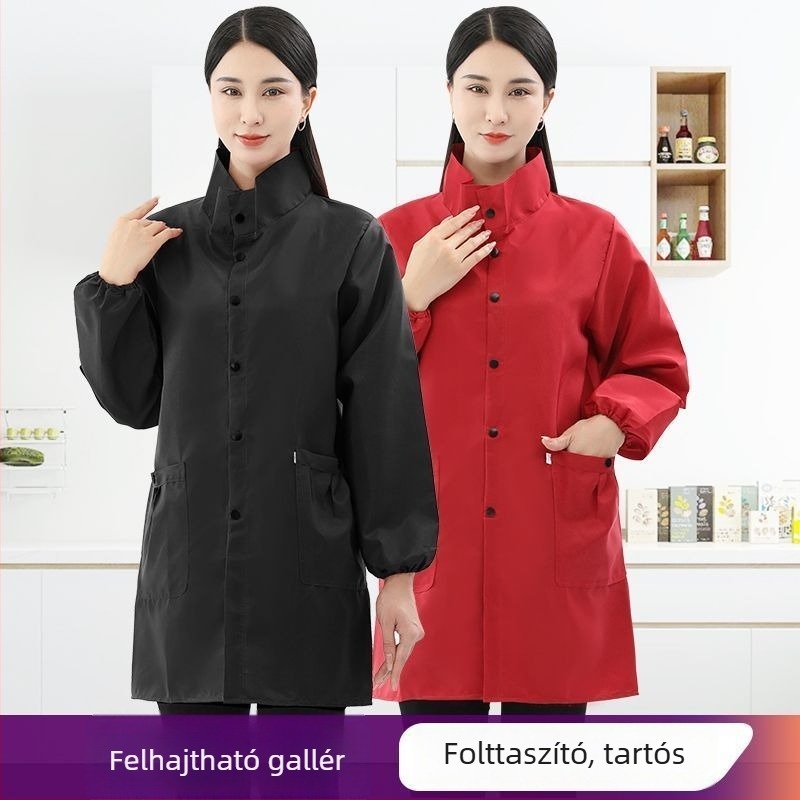 Felnőtt hosszú ujjú kötény snap zárással – vízálló és olajálló konyhai kötény