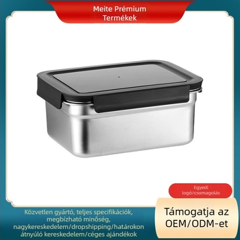 304 rozsdamentes acél ételtároló doboz, zárható fedéllel, élelmiszer-minőségű, hűtőben tárolható étel és gyümölcs