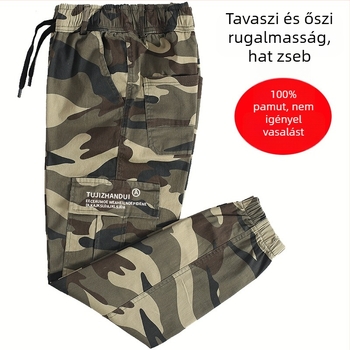 Férfi pamut tréningnadrág bokához illeszkedő mandzsettával, tavasz–őszre, tartós, vasalásmentes