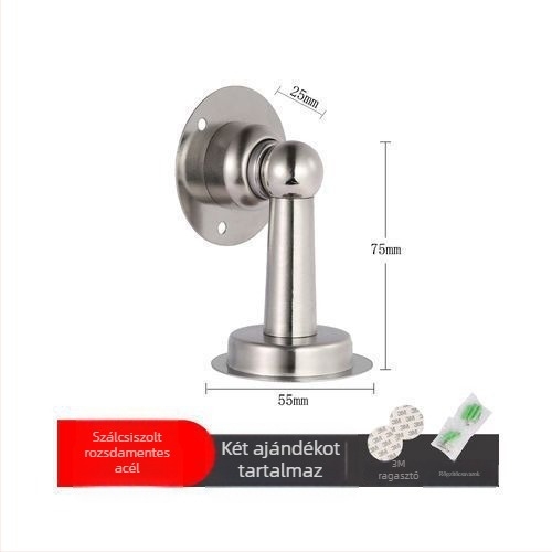 Fúrás nélküli mágneses ajtóstop 304 rozsdamentes acélból, otthoni használatra, erős magnet, csendes ütközés elleni funkció, falra és padlóra rögzítés, felső ajtó hardver kiegészítő