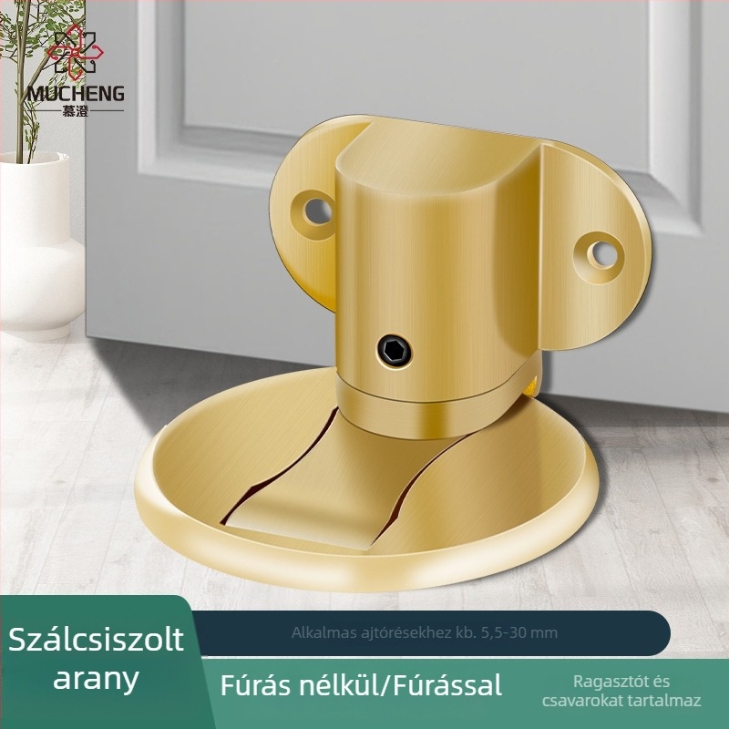 Zinkötvözet ajtó stopper, fúrás nélküli, padlóra szerelt, állítható magasság, csendes, rejtett mágneses ajtófogó hálószobához