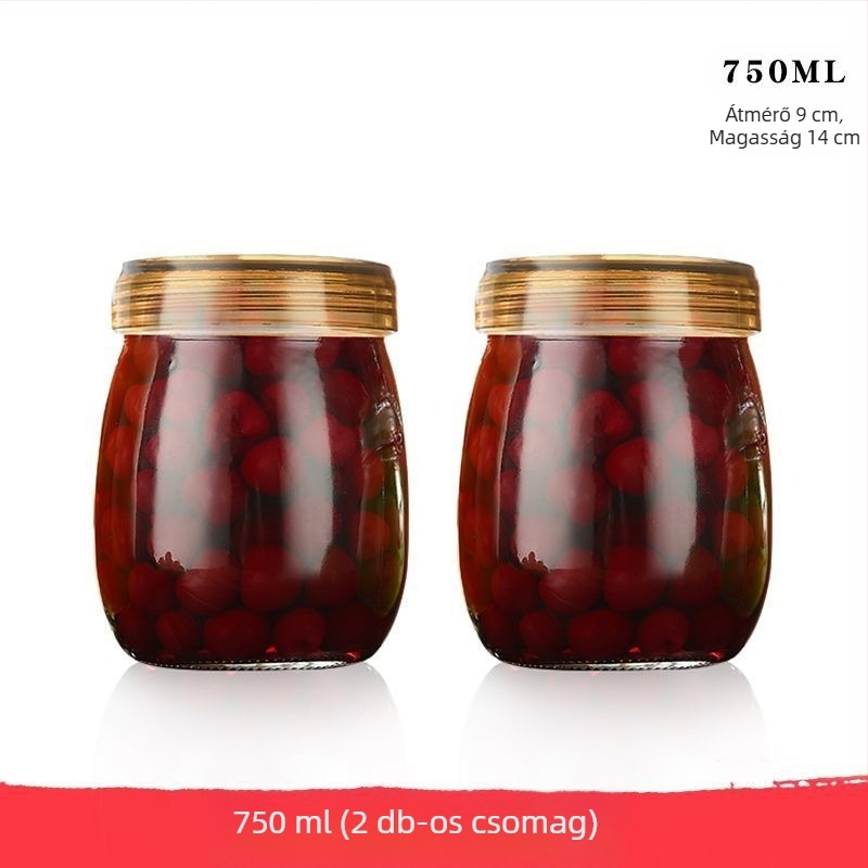 Többcélú vastag üveg tárolóedény légmentesen záródó nedvességálló kialakítással, méz, gabonafélék, diófélék, tea és tejpor számára.