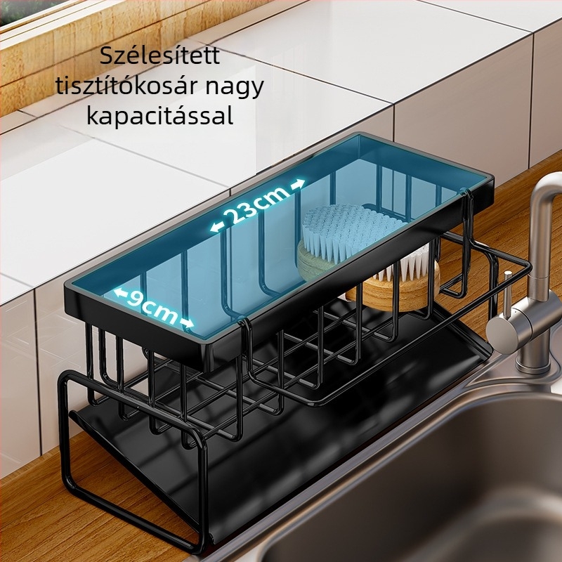 Szénacélból készült konyhai polc leeresztésre, szivacs és mosószer tárolására