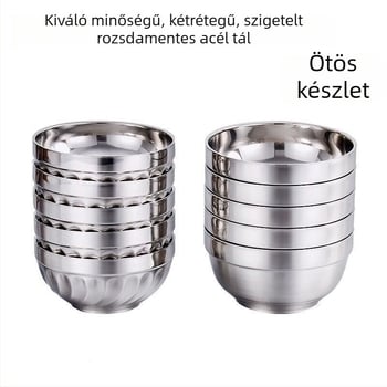 Gyermekeknek készült rozsdamentes acélból készült dupla falú szigetelt tál, égési sérülés elleni, rizshez, leveshez és tésztaételekhez