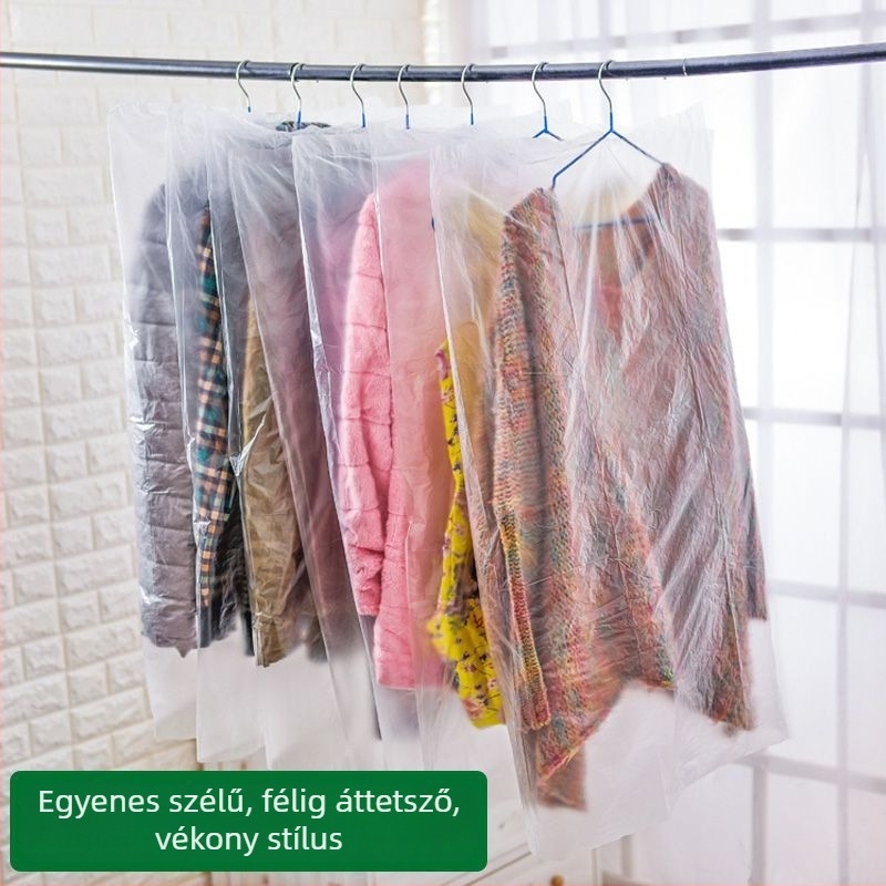 Átlátszó porvédő ruhákhoz, akasztóval ellátott ruhazsák, egyszer használatos kabát- és öltönyvédő, otthoni használatra