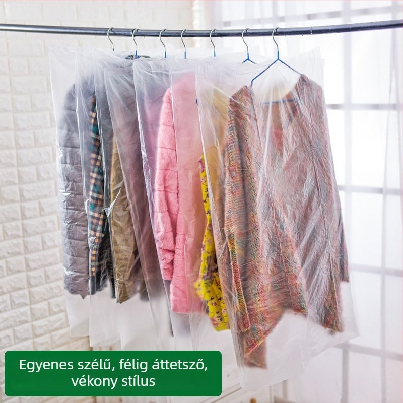 Átlátszó porvédő ruhákhoz, akasztóval ellátott ruhazsák, egyszer használatos kabát- és öltönyvédő, otthoni használatra