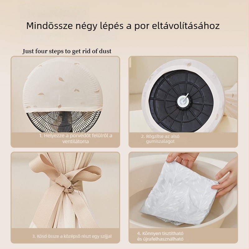 Textil porvédő huzat ventilátorhoz – teljes lefedés álló és asztali ventilátorokhoz, négyzetes kialakítás