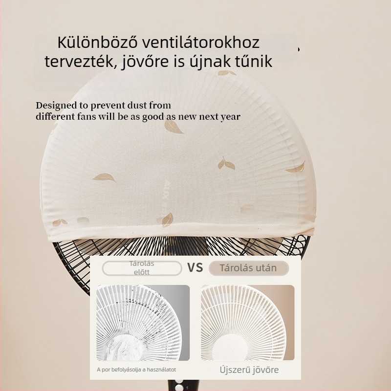 Textil porvédő huzat ventilátorhoz – teljes lefedés álló és asztali ventilátorokhoz, négyzetes kialakítás