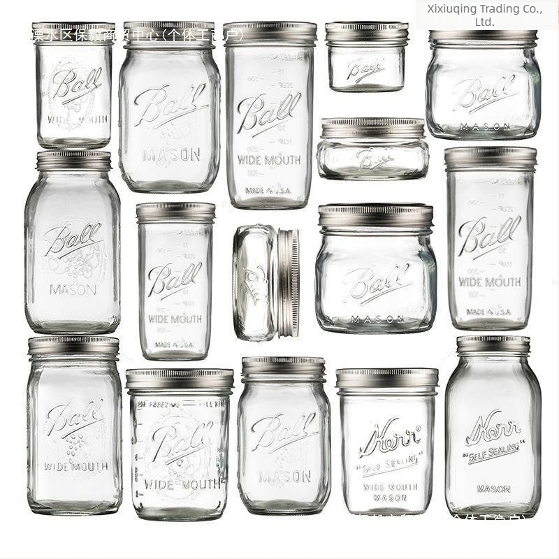 Szétválasztott fedelű üveg Mason-kanna, átlátszó, zárt tárolóedény, 480 ml