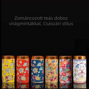 Zománcozott kerámia teás doboz, kis méretű hordozható hermetikus teásüveg, mini ajándékdoboz logóval, zománcos virágmintás, retro stílus, 120 ml