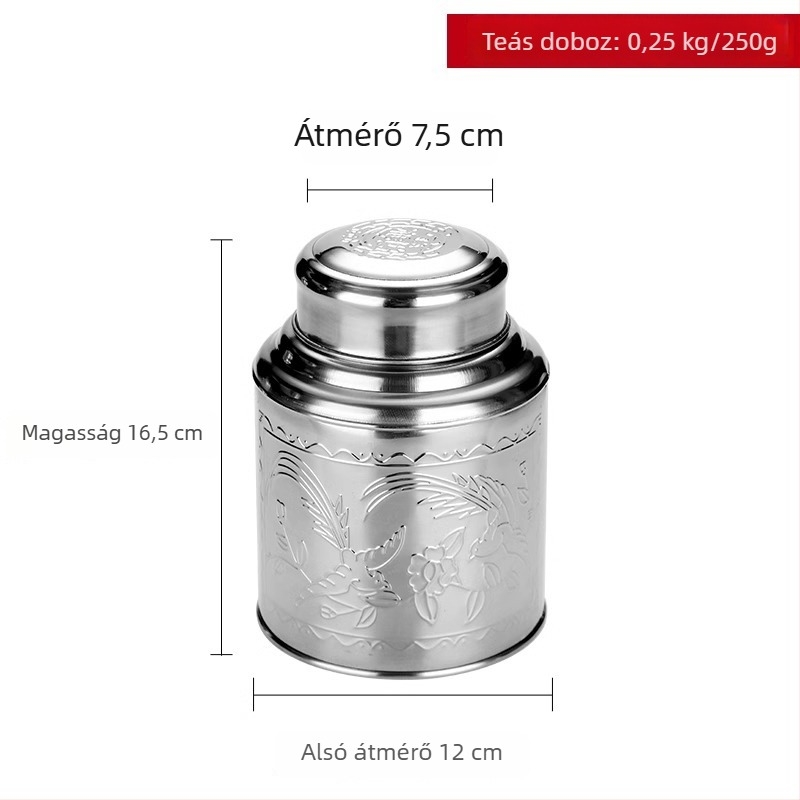 Rozsdamentes acél teásdoboz, nagy méretű fém doboz teához, otthoni használatra, hordozható hermetikus tartály