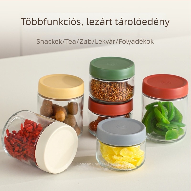 16 oz üveg zabpehelyhez, nassolnivalóhoz és szárított gyümölcsökhöz — konyhai tároló, stackelhető