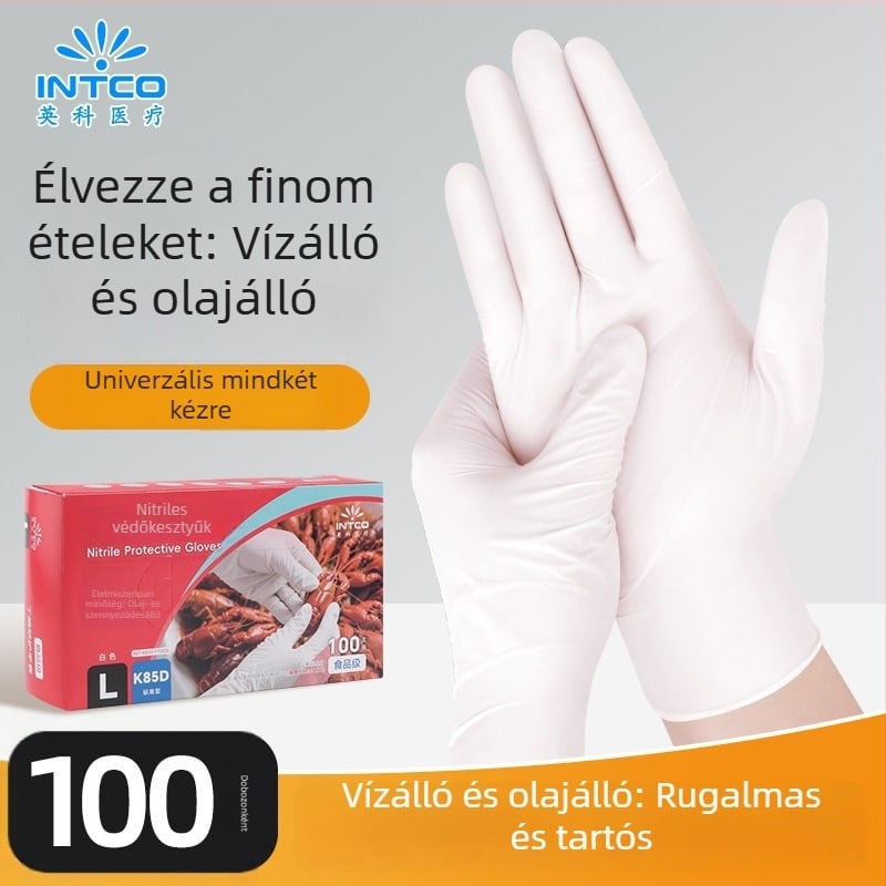 Yingke nitril egyszer használatos kesztyűk közvetlen élelmiszer-kontaktusra, otthoni, ipari és laboratóriumi felhasználásra, érintőképernyő-kompatibilis