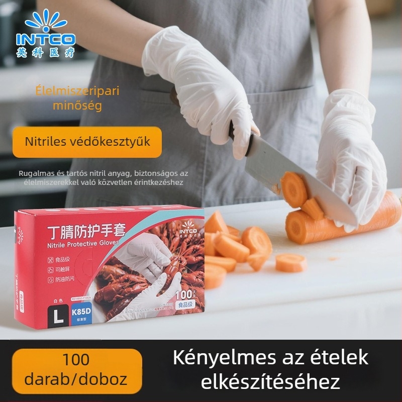 Yingke nitril egyszer használatos kesztyűk közvetlen élelmiszer-kontaktusra, otthoni, ipari és laboratóriumi felhasználásra, érintőképernyő-kompatibilis