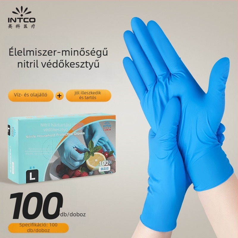 Yingke nitril egyszer használatos kesztyűk közvetlen élelmiszer-kontaktusra, otthoni, ipari és laboratóriumi felhasználásra, érintőképernyő-kompatibilis