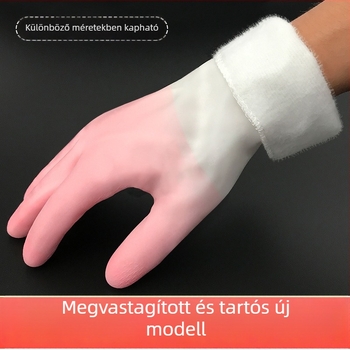 Téli béléses mosogatós kesztyűk, vízálló latex, vastagított kivitel, nőknek, konyhához és mosáshoz.