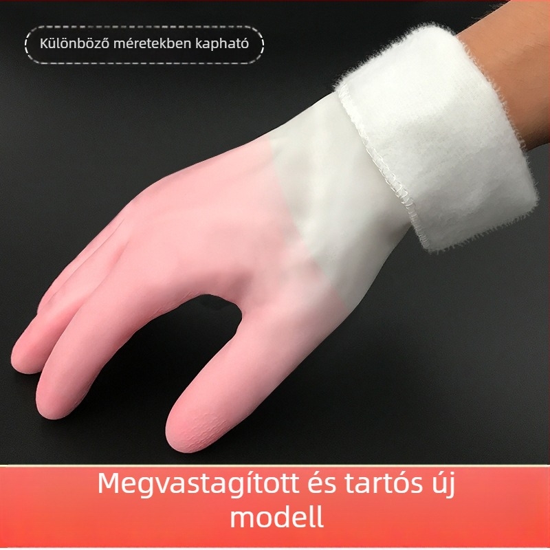 Téli béléses mosogatós kesztyűk, vízálló latex, vastagított kivitel, nőknek, konyhához és mosáshoz.