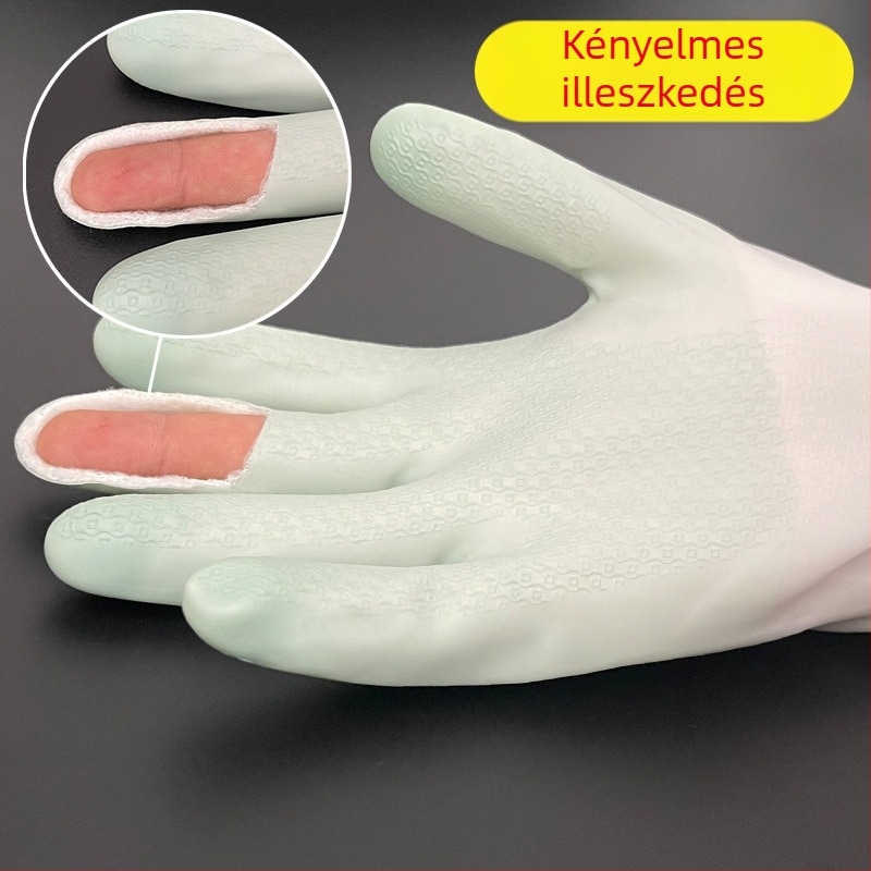 Téli béléses mosogatós kesztyűk, vízálló latex, vastagított kivitel, nőknek, konyhához és mosáshoz.