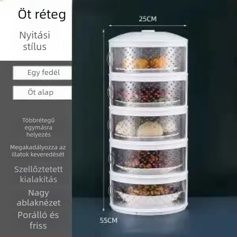 Konyhai tároló polc maradék ételekhez, többszintű tároló, többfunkciós maradéktároló szekrény