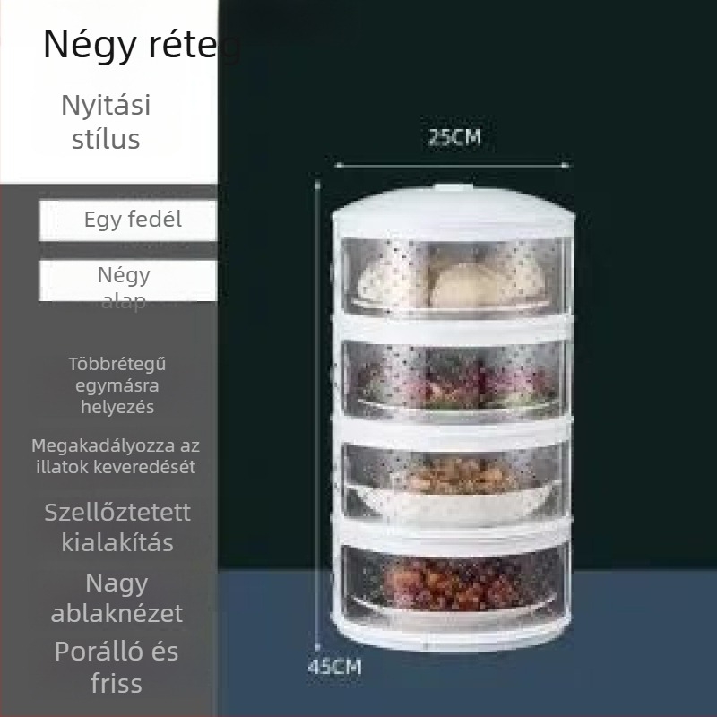 Konyhai tároló polc maradék ételekhez, többszintű tároló, többfunkciós maradéktároló szekrény