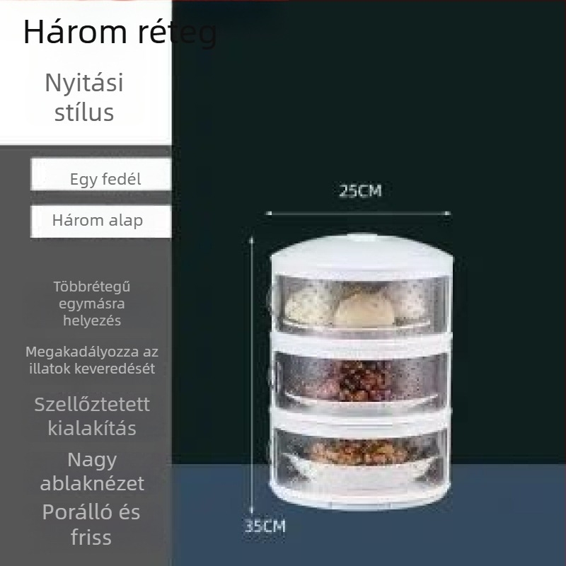 Konyhai tároló polc maradék ételekhez, többszintű tároló, többfunkciós maradéktároló szekrény