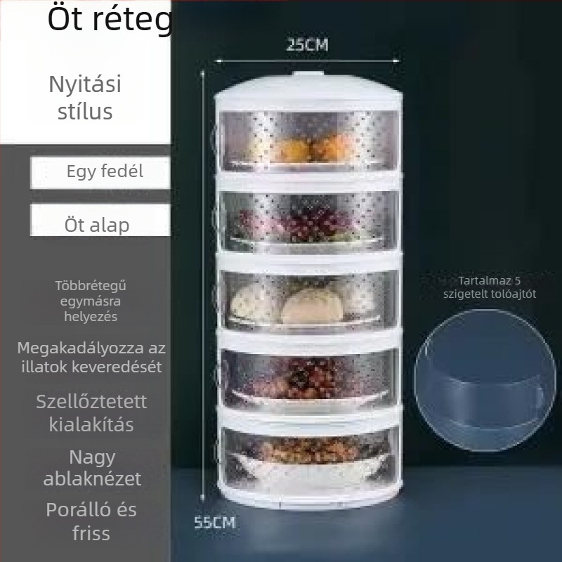 Konyhai tároló polc maradék ételekhez, többszintű tároló, többfunkciós maradéktároló szekrény
