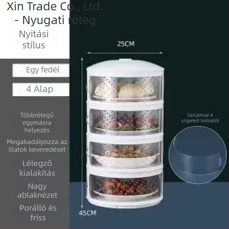 Konyhai tároló polc maradék ételekhez, többszintű tároló, többfunkciós maradéktároló szekrény