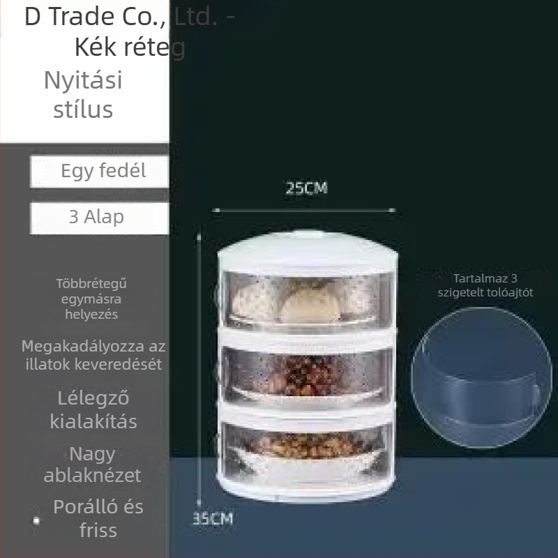 Konyhai tároló polc maradék ételekhez, többszintű tároló, többfunkciós maradéktároló szekrény