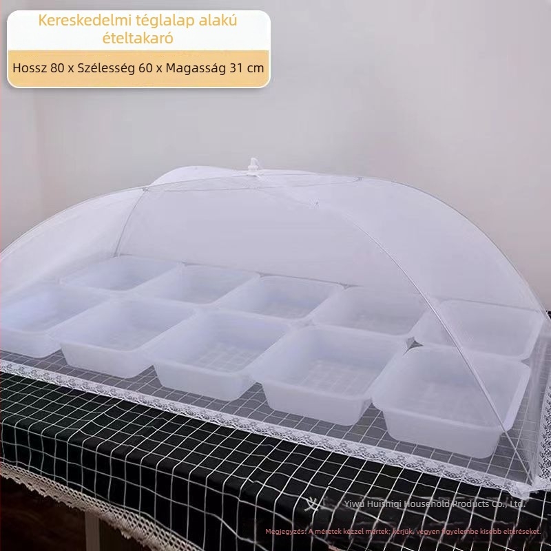 Összecsukható fehér átlátszó ételfedő az étkezőasztalhoz – por- és rovarvédő
