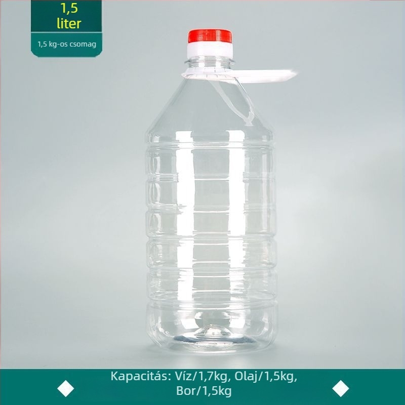 Átlátszó PET műanyag tartály olaj- és boros üvegekhez, élelmiszer-minőség, üres palackok, 1 L, 2,5 L és 5 L