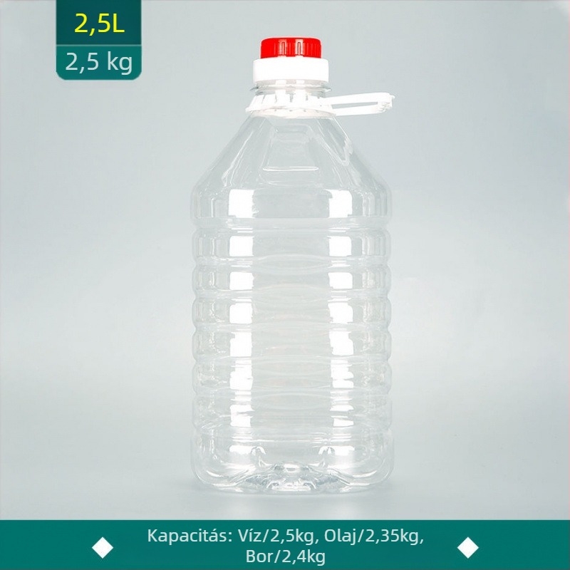 Átlátszó PET műanyag tartály olaj- és boros üvegekhez, élelmiszer-minőség, üres palackok, 1 L, 2,5 L és 5 L