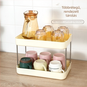 3-szintes asztali pohártartó leeresztő tálcával - nagy kapacitású, modern minimalist dizájn