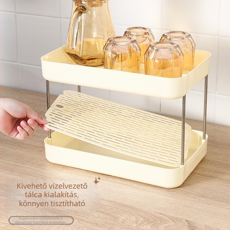 3-szintes asztali pohártartó leeresztő tálcával - nagy kapacitású, modern minimalist dizájn