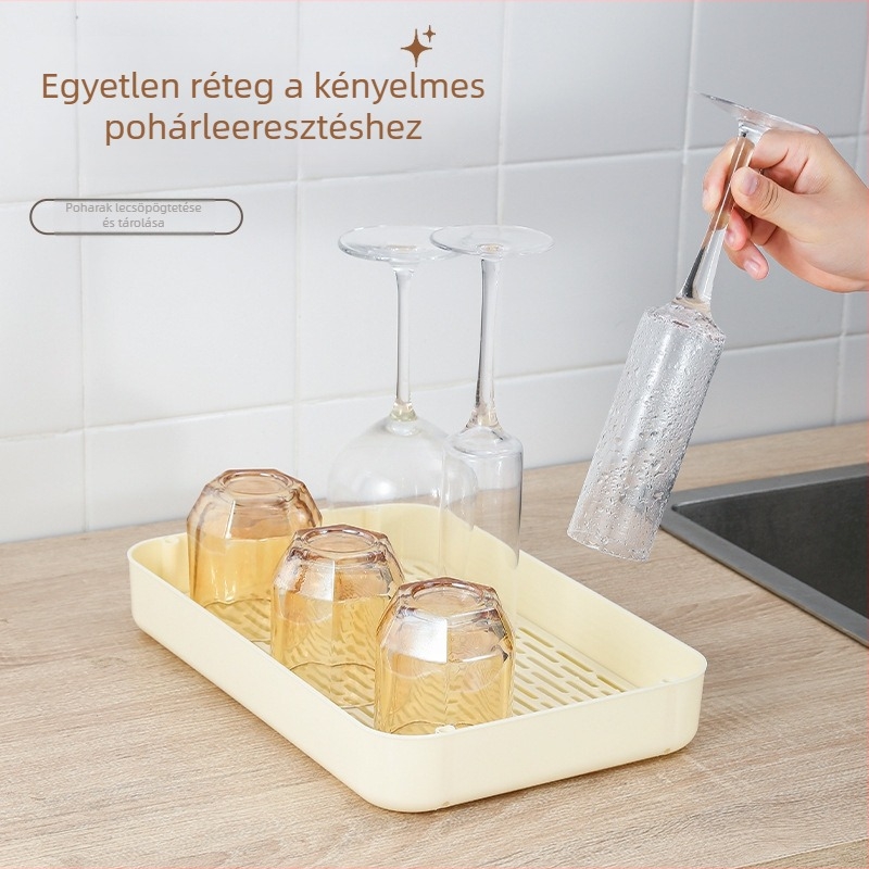 3-szintes asztali pohártartó leeresztő tálcával - nagy kapacitású, modern minimalist dizájn