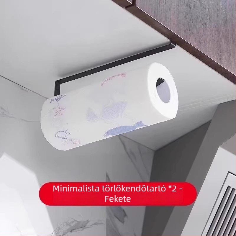 Konyhai falra szerelhető tárolóállvány fúrás nélkül, akasztós pohártartóval