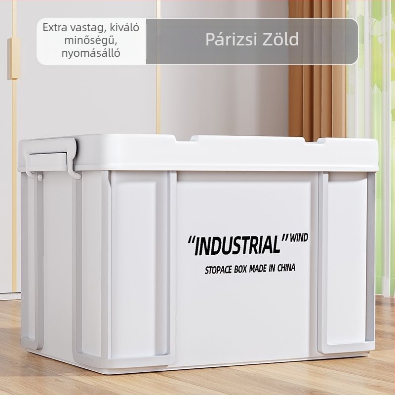 Ipari stílusú tároló doboz otthonra és kollégiumba, nagy kapacitás ruháknak, könyveknek és játékoknak, műanyag tároló, extra nagy méret
