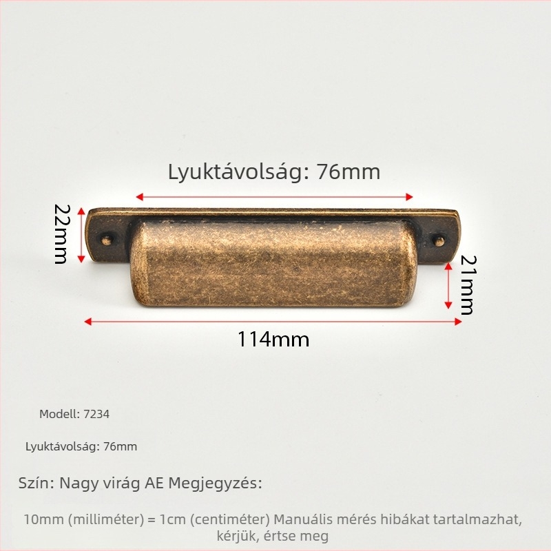 Rejtett húzófogantyú szekrényekhez és fiókokhoz – antik bronz befejezés, cinkötvözet