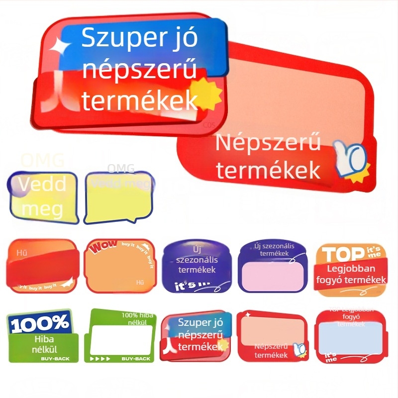 Törölhető árcímkék POP kijelzőhöz, rajzfilmstílusú aranyos, kreatív dizájn