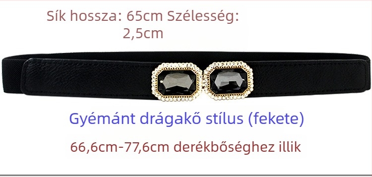 Koreai stílusú női elasztikus öv vintage gyémánt díszítéssel kötött ruha