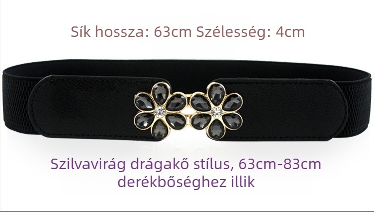Koreai stílusú női elasztikus öv vintage gyémánt díszítéssel kötött ruha