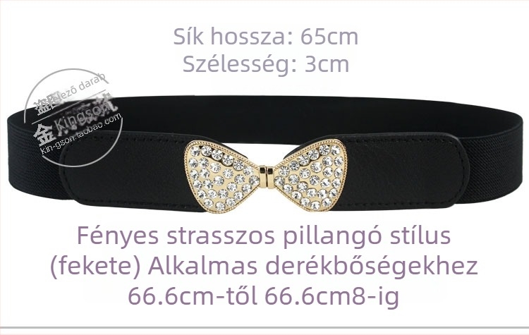 Koreai stílusú női elasztikus öv vintage gyémánt díszítéssel kötött ruha