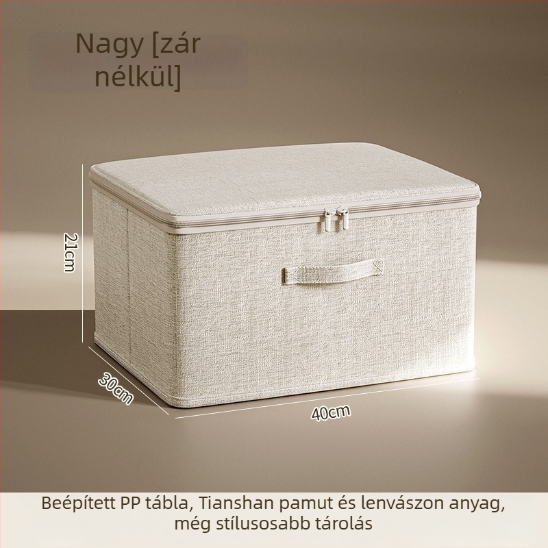 Összecsukható ruhatartó doboz fedéllel és zárakkal, Tian Shan pamut és len anyagból, többfunkciós, nagy kapacitású rendező doboz