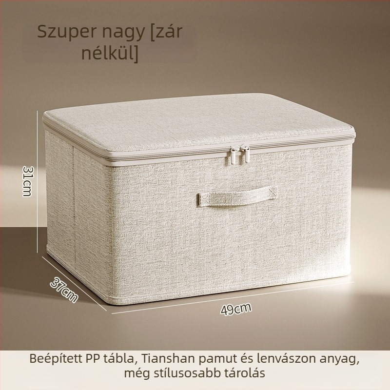 Összecsukható ruhatartó doboz fedéllel és zárakkal, Tian Shan pamut és len anyagból, többfunkciós, nagy kapacitású rendező doboz