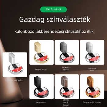 Szélálló padlóra szívó ajtóstop, lyukasztás nélküli, ütésvédett, mechanikus, rejtett kialakítású fürdőszobába