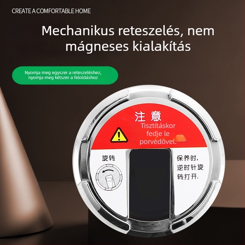 Szélálló padlóra szívó ajtóstop, lyukasztás nélküli, ütésvédett, mechanikus, rejtett kialakítású fürdőszobába