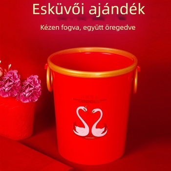Vörös műanyag szemetes kuka otthoni használatra, menyasszonyi hozomány, esküvői dekoráció, nagy kapacitás