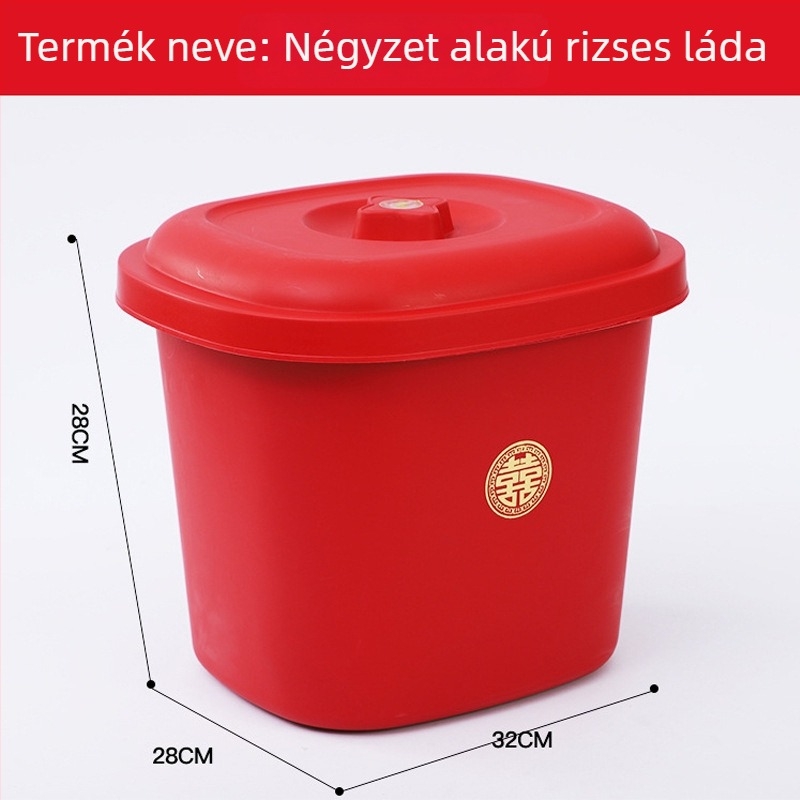 Vörös műanyag szemetes kuka otthoni használatra, menyasszonyi hozomány, esküvői dekoráció, nagy kapacitás